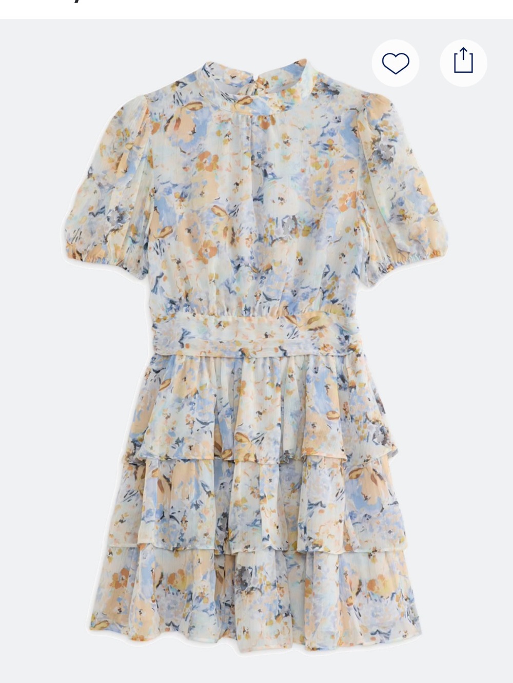 Lulu's Light Blue and Cream Floral Tiered Ruffle Mini Dress